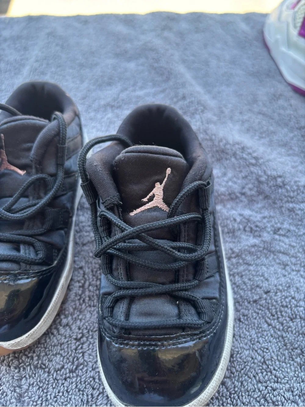 Jordan Kids Black Patent Low-Top Sneakers with Gum Soles